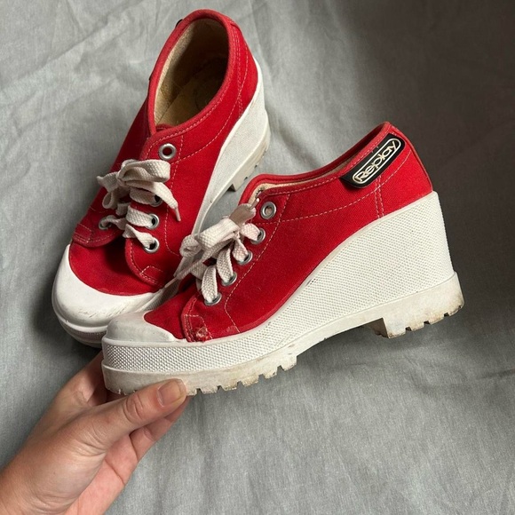 Replay Shoes - Vintage Replay Red Platform Sneaker Wedges